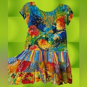 🎨Fun Vintage 90s Colorful Beachy Mini Dress- XS- Jam’s World- Made in Hawaii 🌺